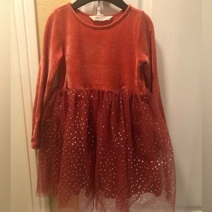 Girls tulle burnt orange dress, H&M size 6X-7.